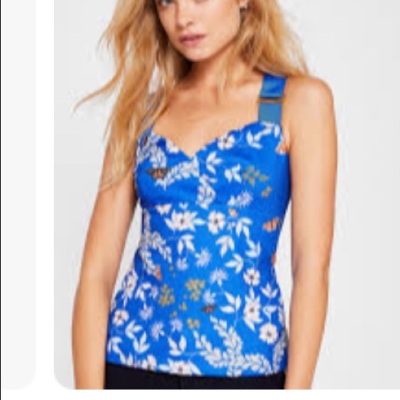 Ted Baker Y2K 90s Vibes Floral Butterfly Royal Blue Crossback Tank Top NEW 2 - Picture 1 of 10